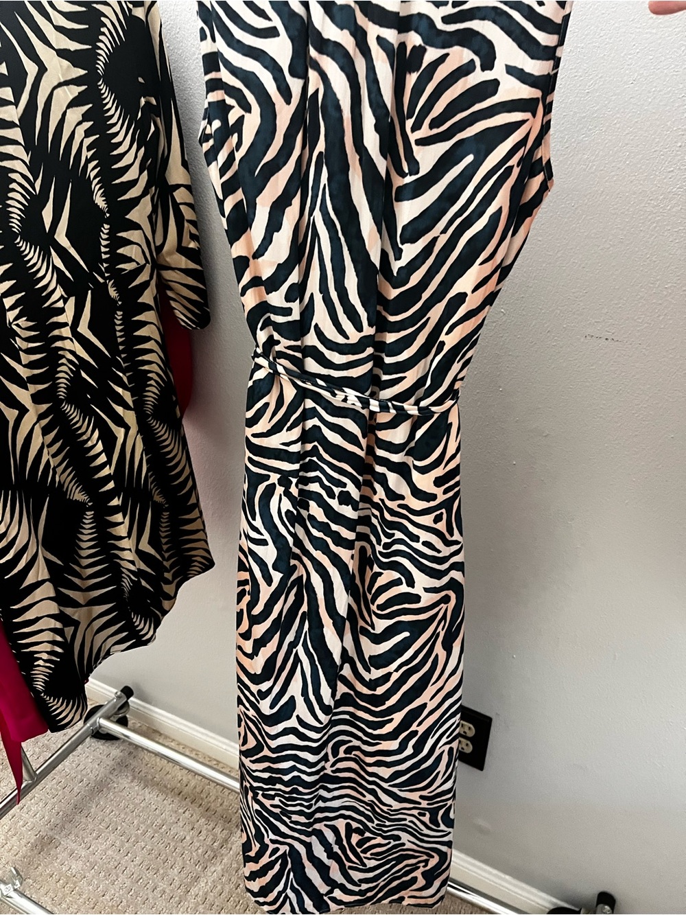 Tart Black and Cream Zebra-Print Maxi Dress with Tie Waist